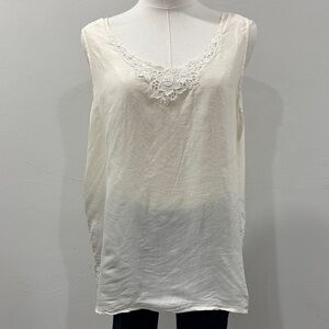 Vintage 100% Silk Camisole with Lace Detail | Angela Tong | Size L